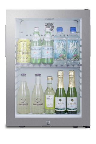 Summit MB27GLSS 16" Wide Compact Glass Door Minibar Refrigerator, 1.2 cu.ft.