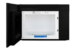 Summit MHOTR242B with door open, white interior and turntable