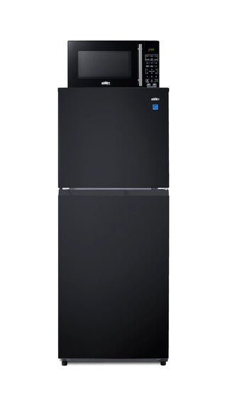 Summit MRF1087BA 24`` Wide Microwave and Refrigerator-Freezer Combination with Allocator, 10.1 cu.ft., Black
