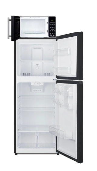 Summit MRF1087BA 24`` Wide Microwave and Refrigerator-Freezer Combination with Allocator, 10.1 cu.ft., Black
