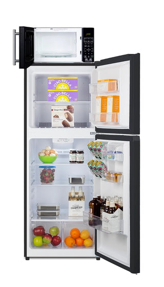 Summit MRF1087BA 24`` Wide Microwave and Refrigerator-Freezer Combination with Allocator, 10.1 cu.ft., Black
