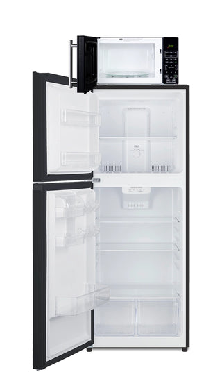 Summit MRF1087BALHD 24" Wide Microwave and Refrigerator-Freezer Combination with Allocator, 10.1 cu.ft., Black