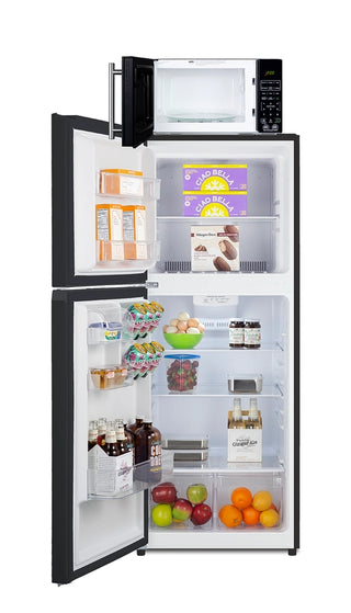 Summit MRF1087BALHD 24" Wide Microwave and Refrigerator-Freezer Combination with Allocator, 10.1 cu.ft., Black