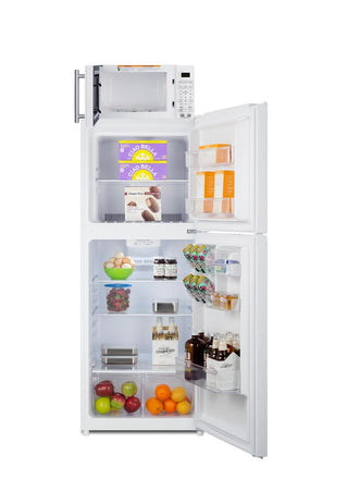 Summit MRF1088WA 24" Wide Microwave and Refrigerator-Freezer Combination with Allocator, White, 10.1 cu.ft.
