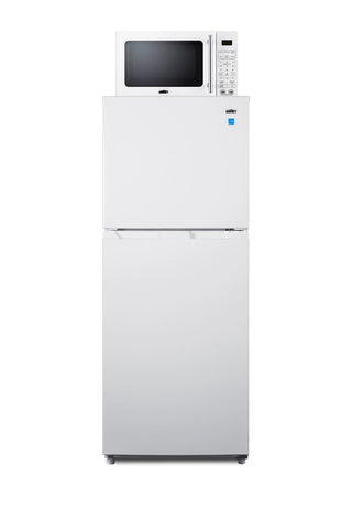 Summit MRF1088WA 24" Wide Microwave and Refrigerator-Freezer Combination with Allocator, White, 10.1 cu.ft.