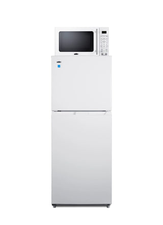 Summit MRF1088WALHD 24" Wide Microwave and Refrigerator-Freezer Combination with Allocator, White, Left Hand Door, 10.1 cu.ft.