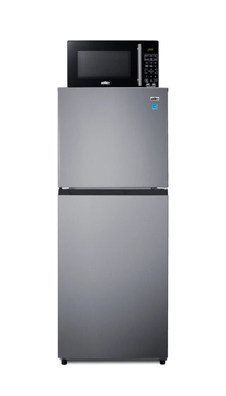 Summit MRF1089PLALHD 24" Wide Microwave and Refrigerator-Freezer Combination with Allocator, Stainless Steel, Left Hand Door