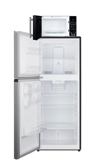 Summit MRF1089PLALHD 24" Wide Microwave and Refrigerator-Freezer Combination with Allocator, Stainless Steel, Left Hand Door