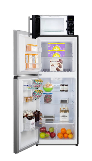 Summit MRF1089PLALHD 24" Wide Microwave and Refrigerator-Freezer Combination with Allocator, Stainless Steel, Left Hand Door