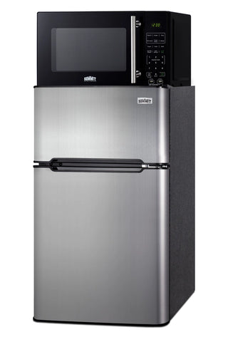 Summit MRF34BSSA 19" Wide Microwave and Refrigerator-Freezer Combination with Allocator, 3.2 cu.ft. 