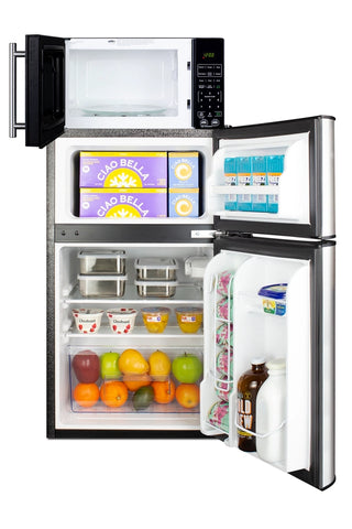 Summit MRF34BSSA 19" Wide Microwave and Refrigerator-Freezer Combination with Allocator, 3.2 cu.ft. 