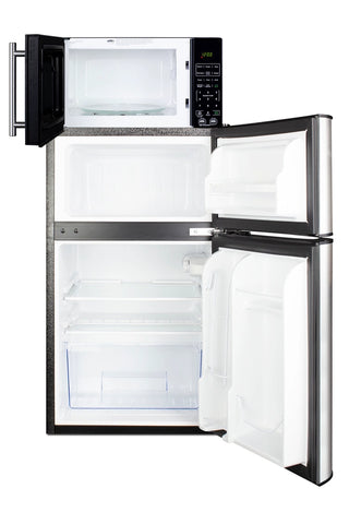 Summit MRF34BSSA 19" Wide Microwave and Refrigerator-Freezer Combination with Allocator, 3.2 cu.ft. 