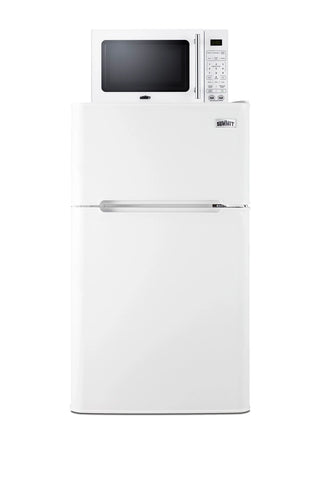 Summit MRF34BSSA 19" Wide Microwave and Refrigerator-Freezer Combination with Allocator, White, 3.2 cu.ft.