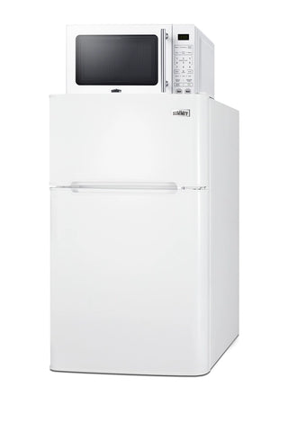 Summit MRF34BSSA 19" Wide Microwave and Refrigerator-Freezer Combination with Allocator, White, 3.2 cu.ft.
