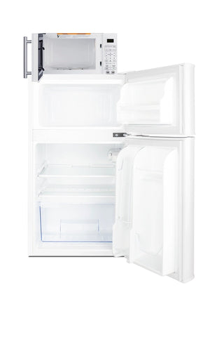 Summit MRF34BSSA 19" Wide Microwave and Refrigerator-Freezer Combination with Allocator, White, 3.2 cu.ft.