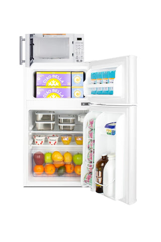 Summit MRF34BSSA 19" Wide Microwave and Refrigerator-Freezer Combination with Allocator, White, 3.2 cu.ft.