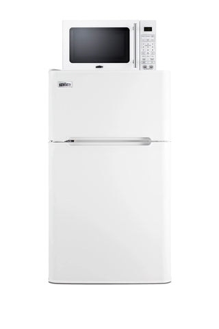 Summit MRF34WALHD 19" Wide Microwave and Refrigerator-Freezer Combination with Allocator, White, 3.2 cu.ft., Left Hand Door