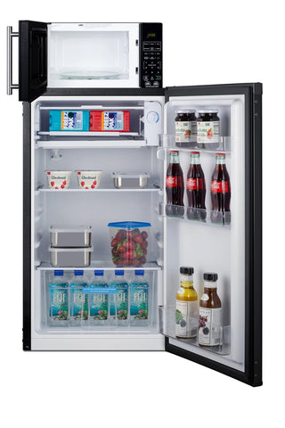 Summit MRF43BA 19" Wide Microwave and Refrigerator-Freezer Combination with Allocator, Black, 3.0 cu.ft.