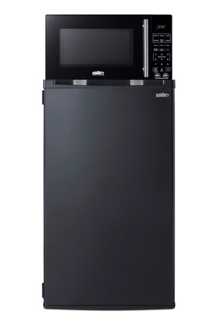 Summit MRF43BALHD 19" Wide Microwave and Refrigerator-Freezer Combination with Allocator, Black, 3.0 cu.ft., Left Hand Door