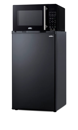 Summit MRF43BALHD 19" Wide Microwave and Refrigerator-Freezer Combination with Allocator, Black, 3.0 cu.ft., Left Hand Door