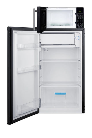 Summit MRF43BALHD 19" Wide Microwave and Refrigerator-Freezer Combination with Allocator, Black, 3.0 cu.ft., Left Hand Door