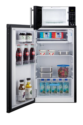 Summit MRF43BALHD 19" Wide Microwave and Refrigerator-Freezer Combination with Allocator, Black, 3.0 cu.ft., Left Hand Door