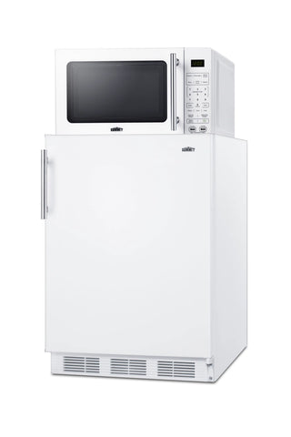 Summit MRF661WA 24" Wide Microwave and Refrigerator-Freezer Combination with Allocator, White, 5.04 cu.ft.