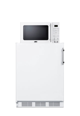 Summit MRF661WALHD 24" Wide Microwave and Refrigerator-Freezer Combination with Allocator, White, 5.04 cu.ft., Left Hand Door