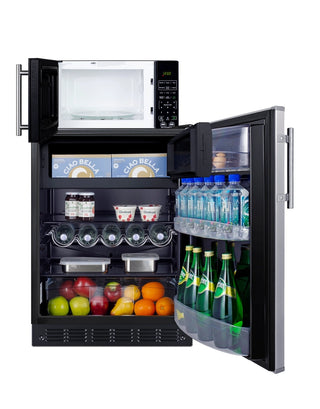 Summit MRF66BK2SSA 24" Wide Microwave and Refrigerator-Freezer Combination with Allocator, Stainless Steel-Black, 4.9 cu.ft.