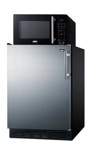 Summit MRF66BK2SSALHD 24" Wide Microwave and Refrigerator-Freezer Combination with Allocator, Stainless Steel-Black, 4.9 cu.ft.