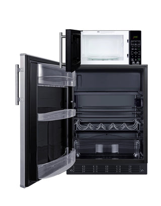 Summit MRF66BK2SSALHD 24" Wide Microwave and Refrigerator-Freezer Combination with Allocator, Stainless Steel-Black, 4.9 cu.ft.