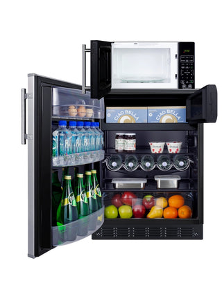 Summit MRF66BK2SSALHD 24" Wide Microwave and Refrigerator-Freezer Combination with Allocator, Stainless Steel-Black, 4.9 cu.ft.