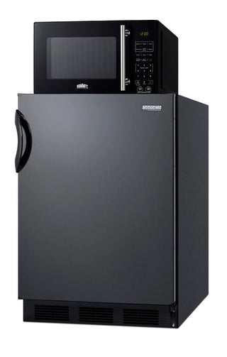Summit MRF66BKA 24" Wide Microwave and Refrigerator-Freezer Combination with Allocator, Black, 5.1 cu.ft.