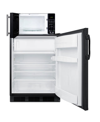 Summit MRF66BKA 24" Wide Microwave and Refrigerator-Freezer Combination with Allocator, Black, 5.1 cu.ft.