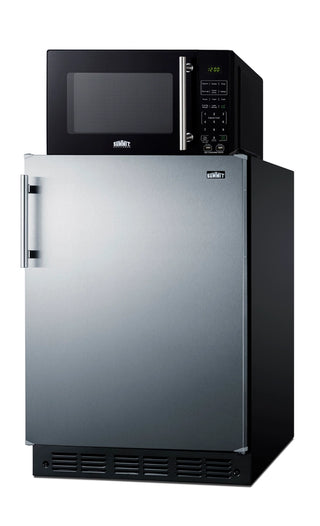 Summit MRF6BK2SSA 24" Wide Microwave and Refrigerator-Freezer Combination with Allocator, Stainless Steel-Black, 5.5 cu.ft.