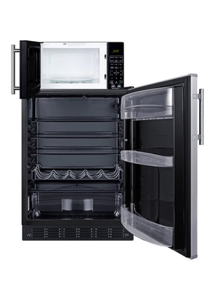Summit MRF6BK2SSA 24" Wide Microwave and Refrigerator-Freezer Combination with Allocator, Stainless Steel-Black, 5.5 cu.ft.