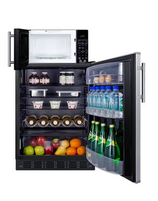 Summit MRF6BK2SSA 24" Wide Microwave and Refrigerator-Freezer Combination with Allocator, Stainless Steel-Black, 5.5 cu.ft.