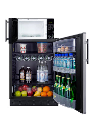 Summit MRF6BK2SSA 24" Wide Microwave and Refrigerator-Freezer Combination with Allocator, Stainless Steel-Black, 5.5 cu.ft.