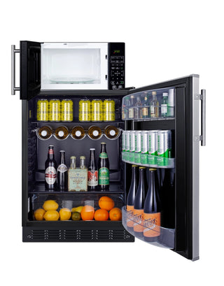 Summit MRF6BK2SSA 24" Wide Microwave and Refrigerator-Freezer Combination with Allocator, Stainless Steel-Black, 5.5 cu.ft.