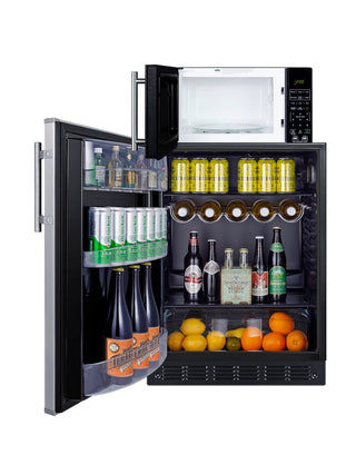 Summit MRF6BK2SSALHD 24" Wide Microwave and Refrigerator-Freezer Combination with Allocator, Stainless Steel-Black, 5.5 cu.ft. 