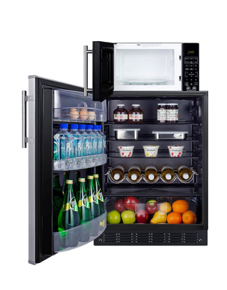 Summit MRF6BK2SSALHD 24" Wide Microwave and Refrigerator-Freezer Combination with Allocator, Stainless Steel-Black, 5.5 cu.ft. 