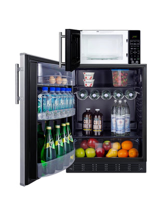 Summit MRF6BK2SSALHD 24" Wide Microwave and Refrigerator-Freezer Combination with Allocator, Stainless Steel-Black, 5.5 cu.ft. 