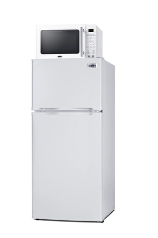 Summit MRF712WA 19" Wide Microwave and Refrigerator-Freezer Combination with Allocator, White, 4.3 cu.ft.