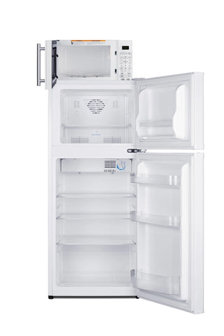 Summit MRF712WA 19" Wide Microwave and Refrigerator-Freezer Combination with Allocator, White, 4.3 cu.ft.