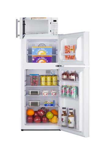 Summit MRF712WA 19" Wide Microwave and Refrigerator-Freezer Combination with Allocator, White, 4.3 cu.ft.
