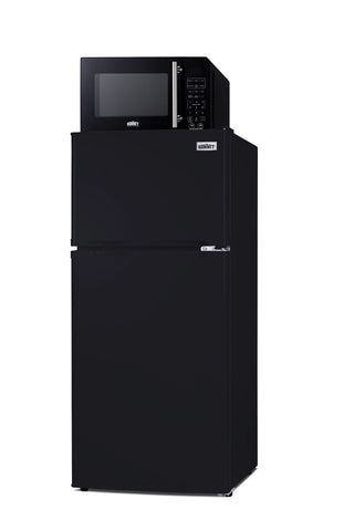 Summit MRF713BA 19" Wide Microwave and Refrigerator-Freezer Combination with Allocator, Black, 4.3 cu.ft.