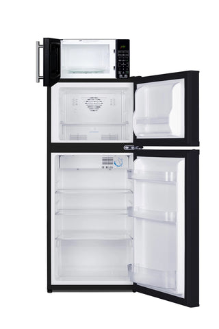Summit MRF713BA 19" Wide Microwave and Refrigerator-Freezer Combination with Allocator, Black, 4.3 cu.ft.