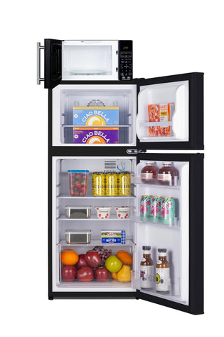 Summit MRF713BA 19" Wide Microwave and Refrigerator-Freezer Combination with Allocator, Black, 4.3 cu.ft.