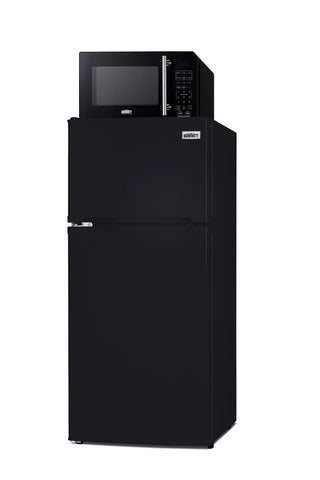 Summit MRF713BALHD 19" Wide Microwave and Refrigerator-Freezer Combination with Allocator, Black, 4.3 cu.ft., Left Hand Door