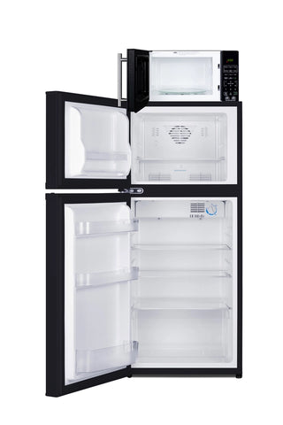 Summit MRF713BALHD 19" Wide Microwave and Refrigerator-Freezer Combination with Allocator, Black, 4.3 cu.ft., Left Hand Door